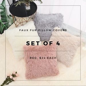 Decorative Pillow Cover Faux Fur Pastel Aesthetic